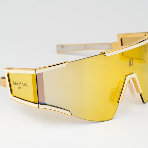 Balmain Men Sunglasses Titanium Gold Bronze Mirror Mask FLECHE BPS-138B-141 - Picture 9 of 14